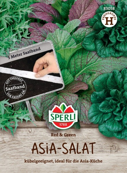 Asia-Salatmischung Red & Green. 5 m Saatband