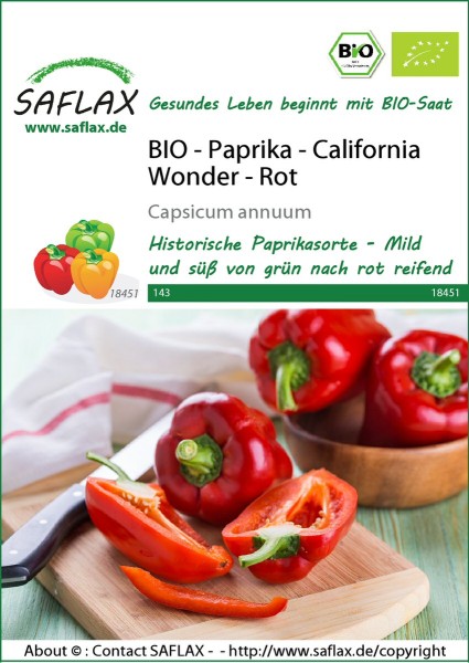 BIO - Paprika - California Wonder - Rot